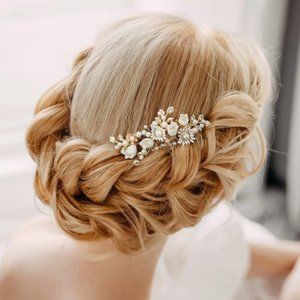 Gold Bridal Hair Comb Pearl